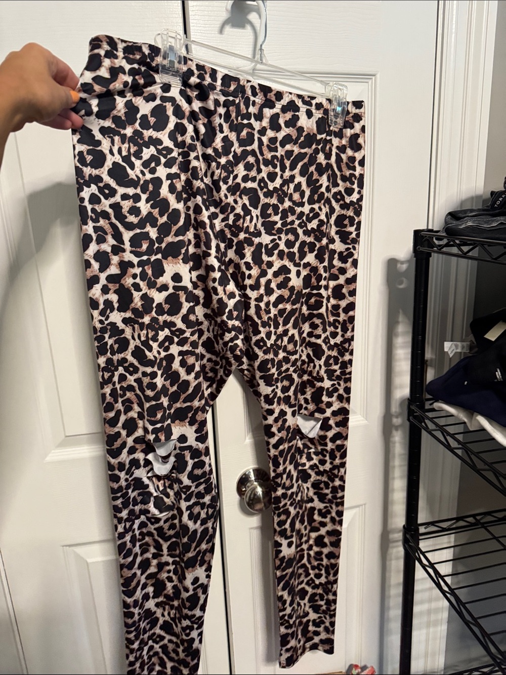 Leopard Print Stretch Leggings - Beige & Black